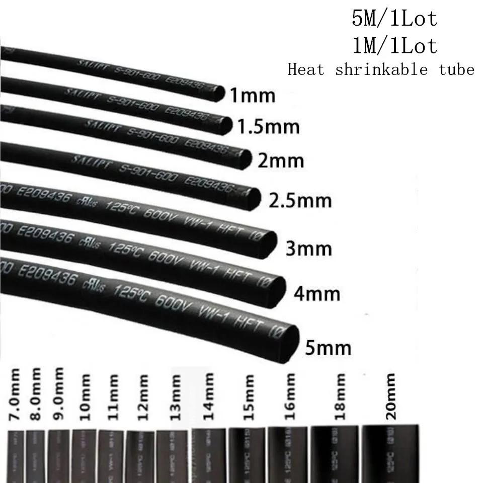 열 수축 튜브, 검은색, 5 /1 미터, 1mm, 1.5mm, 2mm, 2.5mm, 3mm, 3.5mm, 4mm, 5mm, 6mm