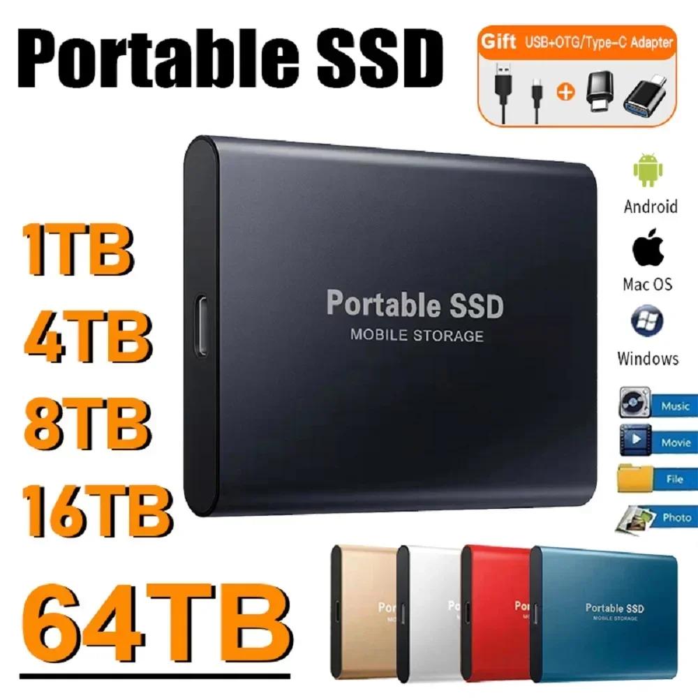 휴대용 고속 외장 하드 드라이브, 노트북, 맥, PC용 외장 솔리드 스테이트 드라이브, 1TB, 2TB, USB3.1, 500g