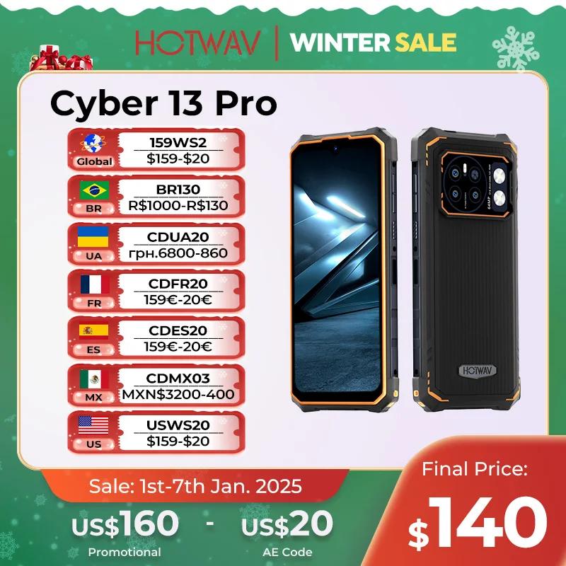 HOTWAV 사이버 13 프로 150LM 손전등, 20GB + 256GB 6.6 인치 FHD + 2K 10800mAh 20W 고속 충전, 64MP 안드로이드 13 글로벌