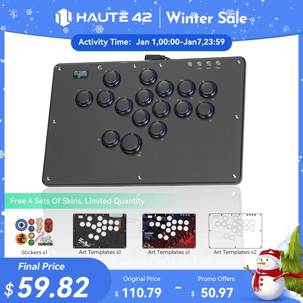 Haute42 파이트스틱 조이스틱 아케이드 히트박스 단추 림 레버리스 컨트롤러, PC, PS4, PS5, 스위치 제어 아케이드 스틱 컨트롤러