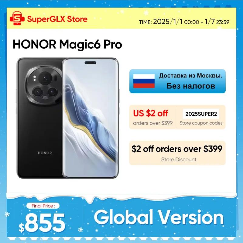 HONOR Magic6 Pro 글로벌 버전, 스냅드래곤 8 Gen 3, 6.8 인치 쿼드 커브 플로팅 스크린, 180MP 잠망경 망원 카메라, 2024 신제품