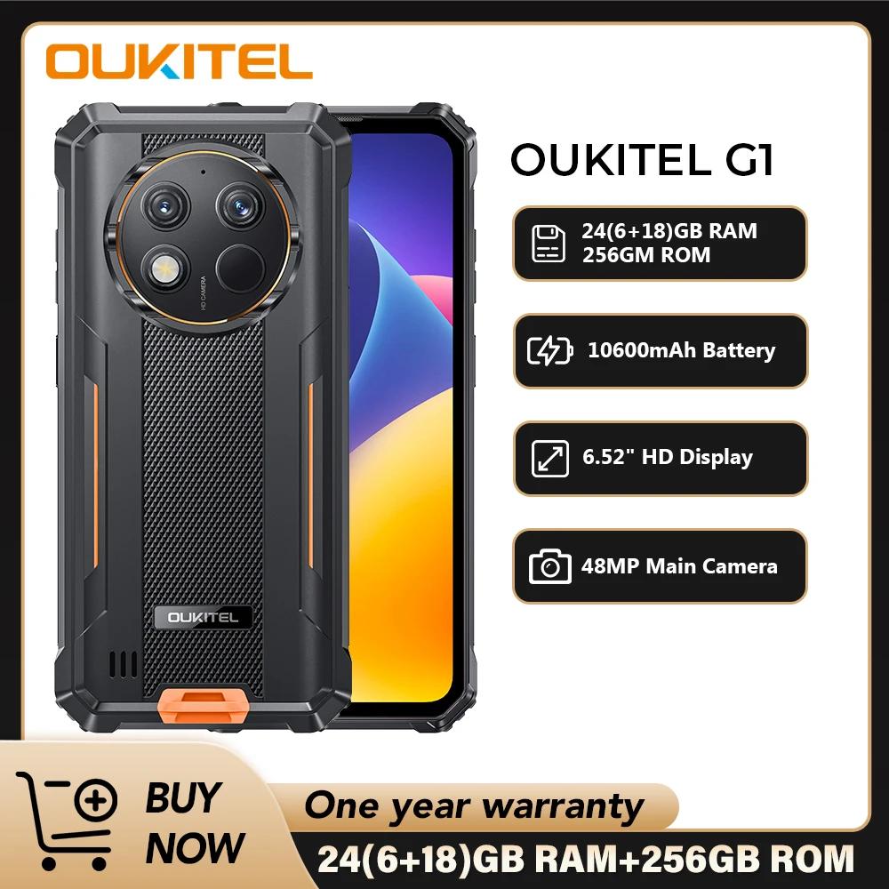 Oukitel G1 견고한 스마트폰, 안드로이드 6.52 인치, 10600mAh, 24GB + 256GB, 안드로이드 14, 48MP HD + 카메라 휴대폰