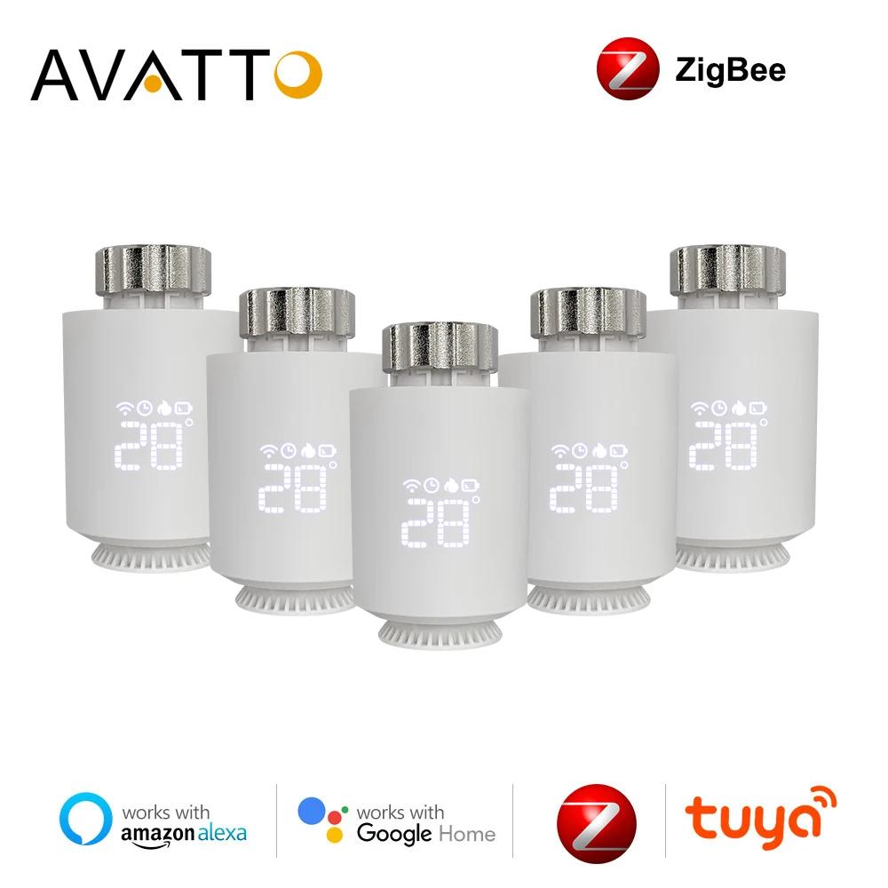 AVATTO Tuya ZigBee3.0 TRV 라디에이터 액추에이터 밸브, 스마트 프로그래밍 가능 온도 조절기, 온도 컨트롤러, 알렉사 구글 홈 지원