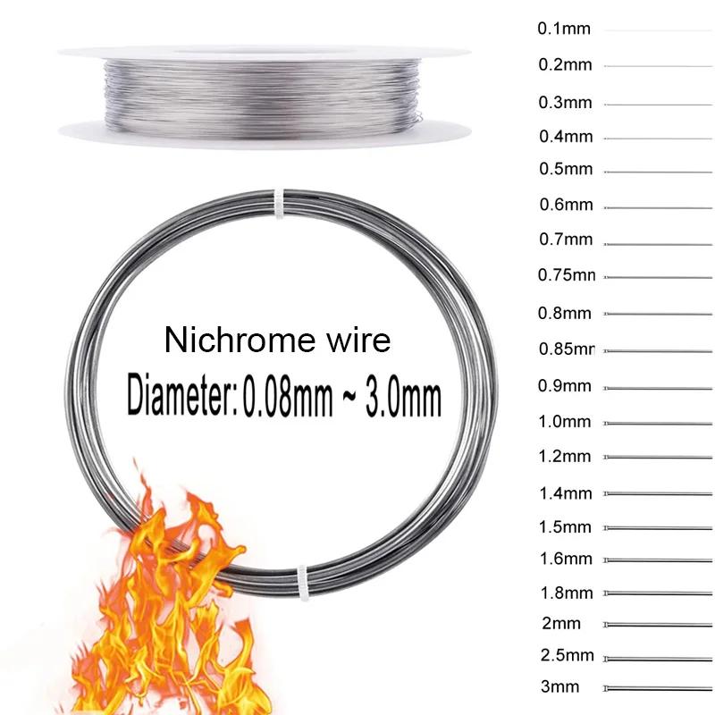 니크롬 와이어 저항 와이어 합금 가열 얀, Cr20Ni80 가열 와이어, 직경 0.08mm-3.0mm, 1-50m, 1 개