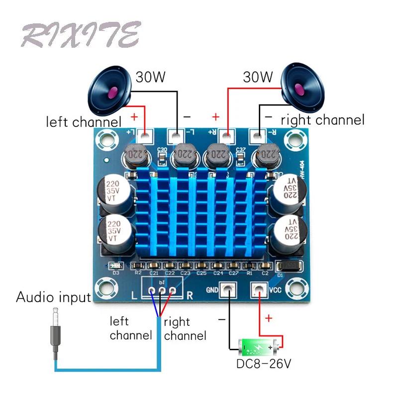 XH-A232 오디오 앰프 보드 30W + 30W 듀얼 채널 디지털 스테레오 앰프 보드 12V 24V 앰프 보드 8-26V DC 오디오 앰프 보드