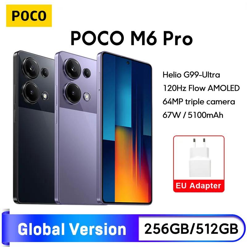 POCO M6 프로 글로벌 버전 스마트폰 Helio G99 울트라 120Hz 플로우 아몰레드 도트 디스플레이 64MP 트리플 카메라, OIS 67W NFC