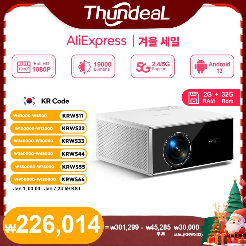 ThundeaL 2K 4K 풀 HD 1080P 프로젝터, TDA7W 2G 32G 안드로이드 13 와이파이 6 홈 시어터 TDA7 빔 프로젝터, 야외 회의 비디오용