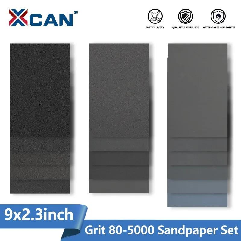 XCAN 사포 세트, 물 건조 샌딩 페이퍼, 목재 금속 자동차 연마용 연마 샌더 페이퍼, 9x3.6 인치