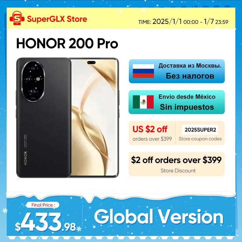 2024 글로벌 버전 HONOR 200 프로 스마트폰, 스냅드래곤 8s 3 세대 5G, 6.78 인치, 120Hz AMOLED 디스플레이, 지지대 HONOR 100W 슈퍼차지