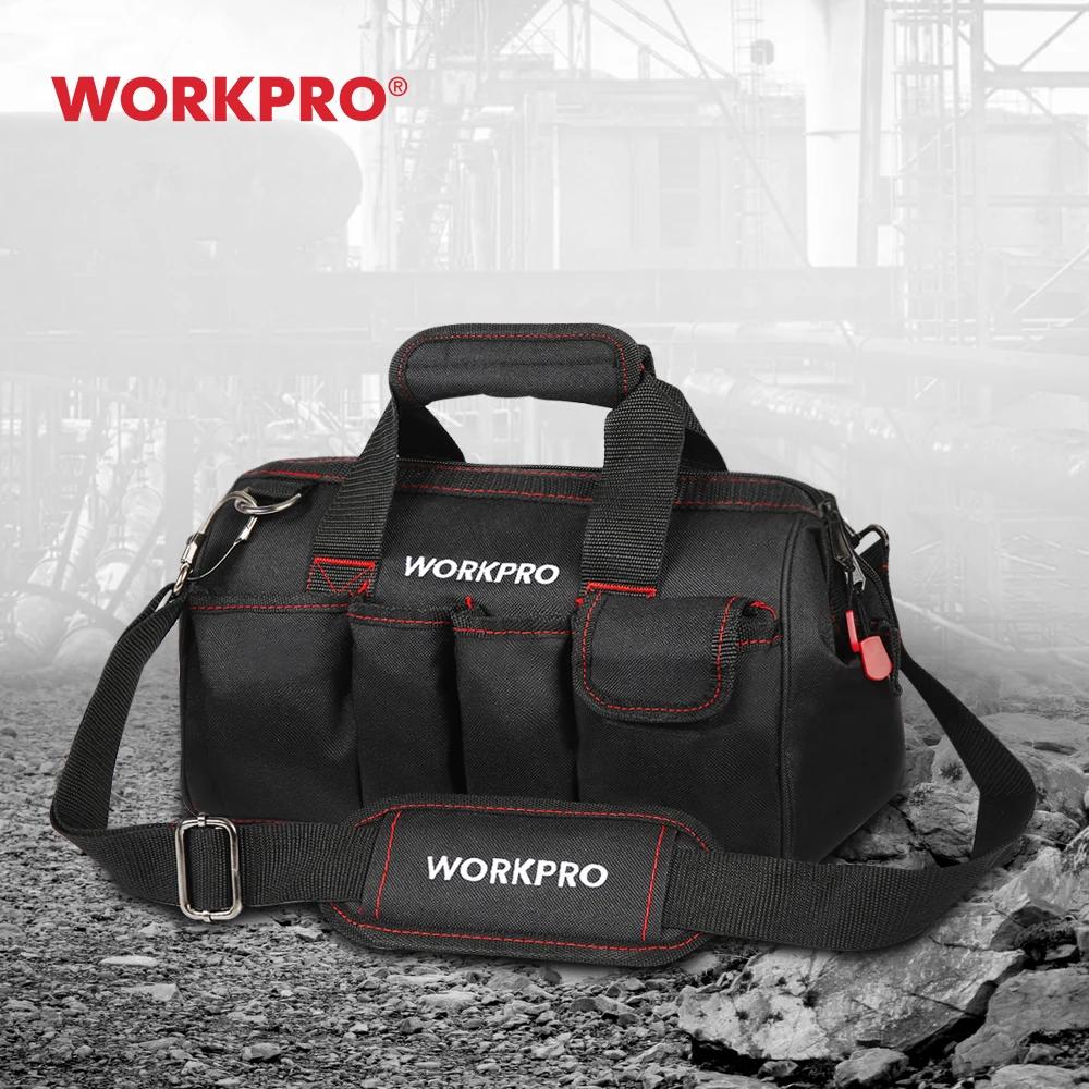 WORKPRO-도구 가방, 12/14/16/18 인치, 600D 폴리에스터 전기 기사 숄더백, 도구 키트 가방, 멀티백, 남성용 크로스바디, 도구 가방