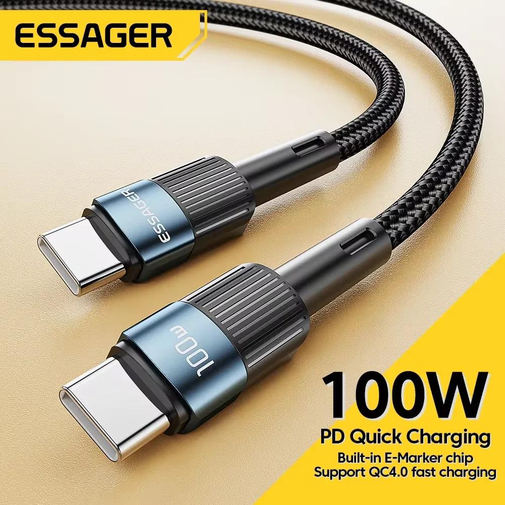 Essager 100W USB 유형 C USB C 케이블 USB-C PD 충전기 Macbook 용 와이어 코드 삼성 Xiaomi 타입 C USBC 케이블 3M