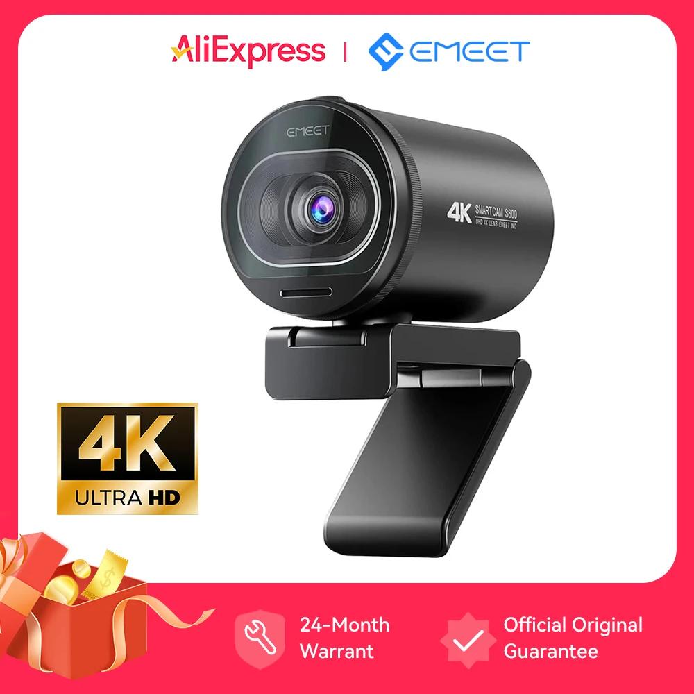 웹캠 4K 스트리밍 웹 카메라 1080P 60FPS USB 카메라 EMEET S600 Tiktok/YouTube용 마이크가 있는 자동 초점 라이브 스트림 카메라