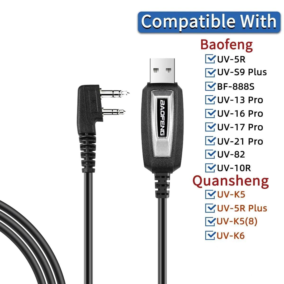 바오펑 USB 프로그래밍 케이블, CD 포함, UV-5R 82 888S UV-S9PLUS UV-13 16 17 21 프로, Quansheng UV-K5 5R 플러스, 워키토키 라디오용