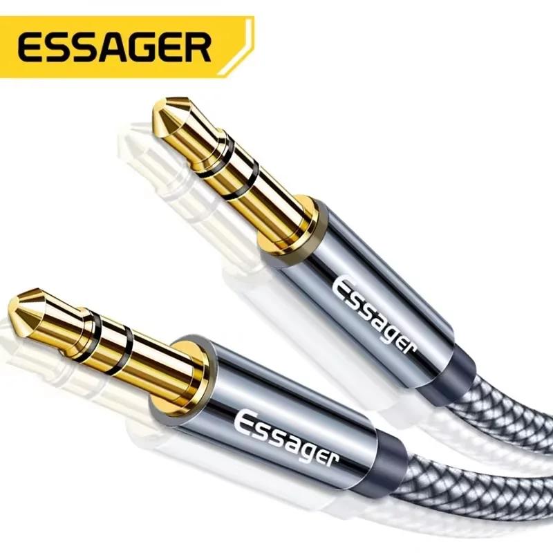 Essager 보조 케이블 스피커 와이어 3.5mm 잭 오디오 케이블 자동차 헤드폰 어댑터 수 잭-잭 3.5mm 코드 용 삼성 샤오미 용 코드