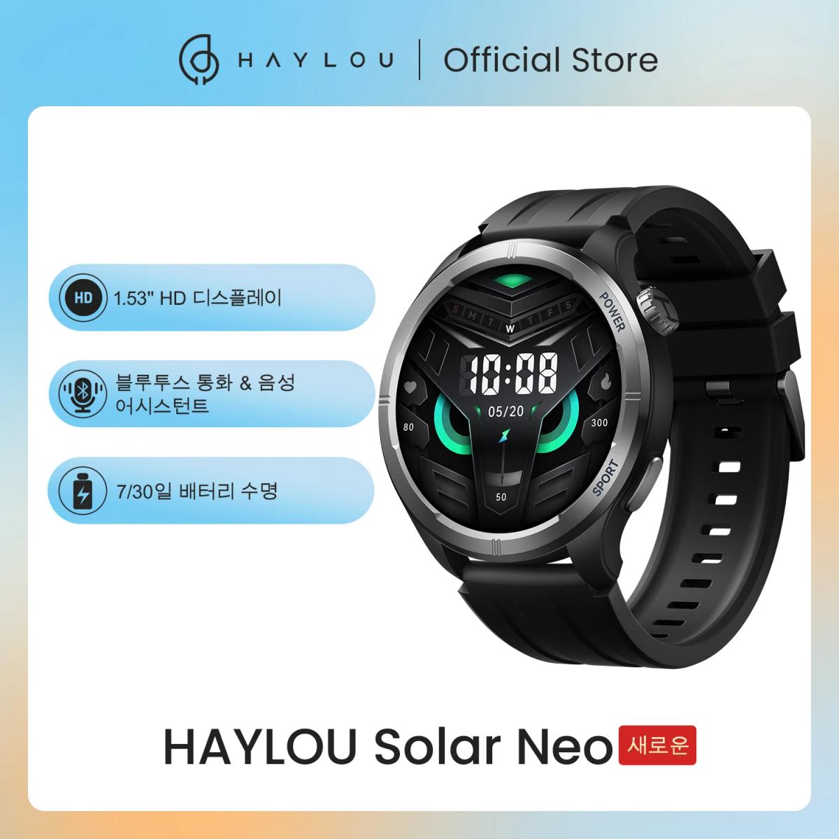 HAYLOU 솔라 네오 스마트 시계 1.53 '' HD 디스플레이 블루투스 통화 스마트 알림 음성 지원 스마트 워치 남성 여성 스마트 스포츠 시계