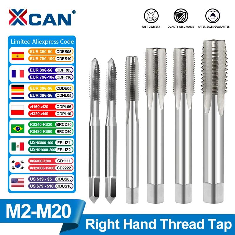 XCAN-오른손 스레드 탭 HSS 기계 플러그 메트릭 나사 탭, 드릴 스레드 도구, M2 M3 M4 M6 M7 M8 M10 M12 M14, 1 개