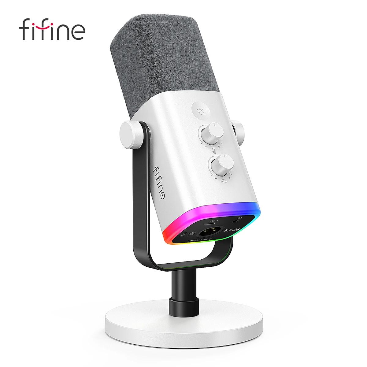 FIFINE XLR/USB 다이나믹 마이크헤드폰 잭/RGB/음소거 포함,스트리밍 게임 녹화용 마이크 PS4/PS5 Ampligame AM8W