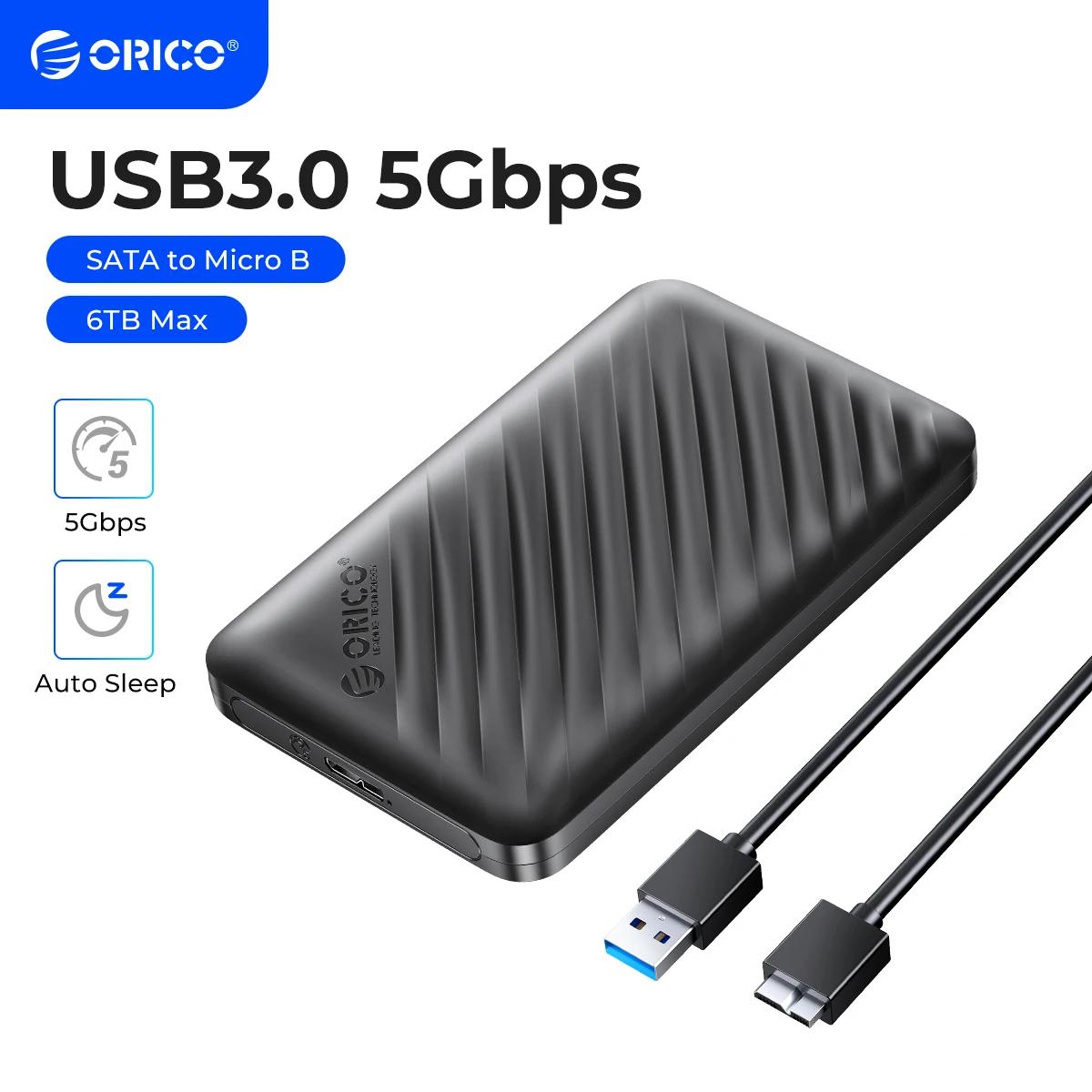 ORICO USB3.0 5Gbps 하드 드라이브 인클로저 2.5 인치 SATA-마이크로 B HDD SSD 케이스 지원 PC 노트북 노트북 HDD 용 자동 절전 모드