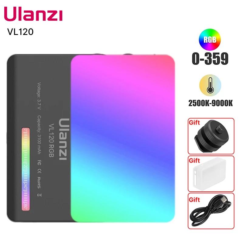 Ulanzi 풀 컬러 RGB 비디오 조명, 2500K-9000K LED 사진 조명, 조도 조절 카메라 조명, 라이브 브이로그 필 라이트, VL120