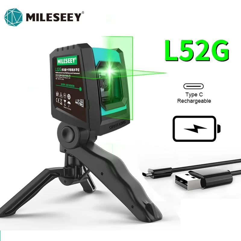 MILESEEY 2 라인 레이저 레벨 L52R L62 360 레이저 레벨 L6 그린 니벨 레이저, 배터리 및 삼각대 포함